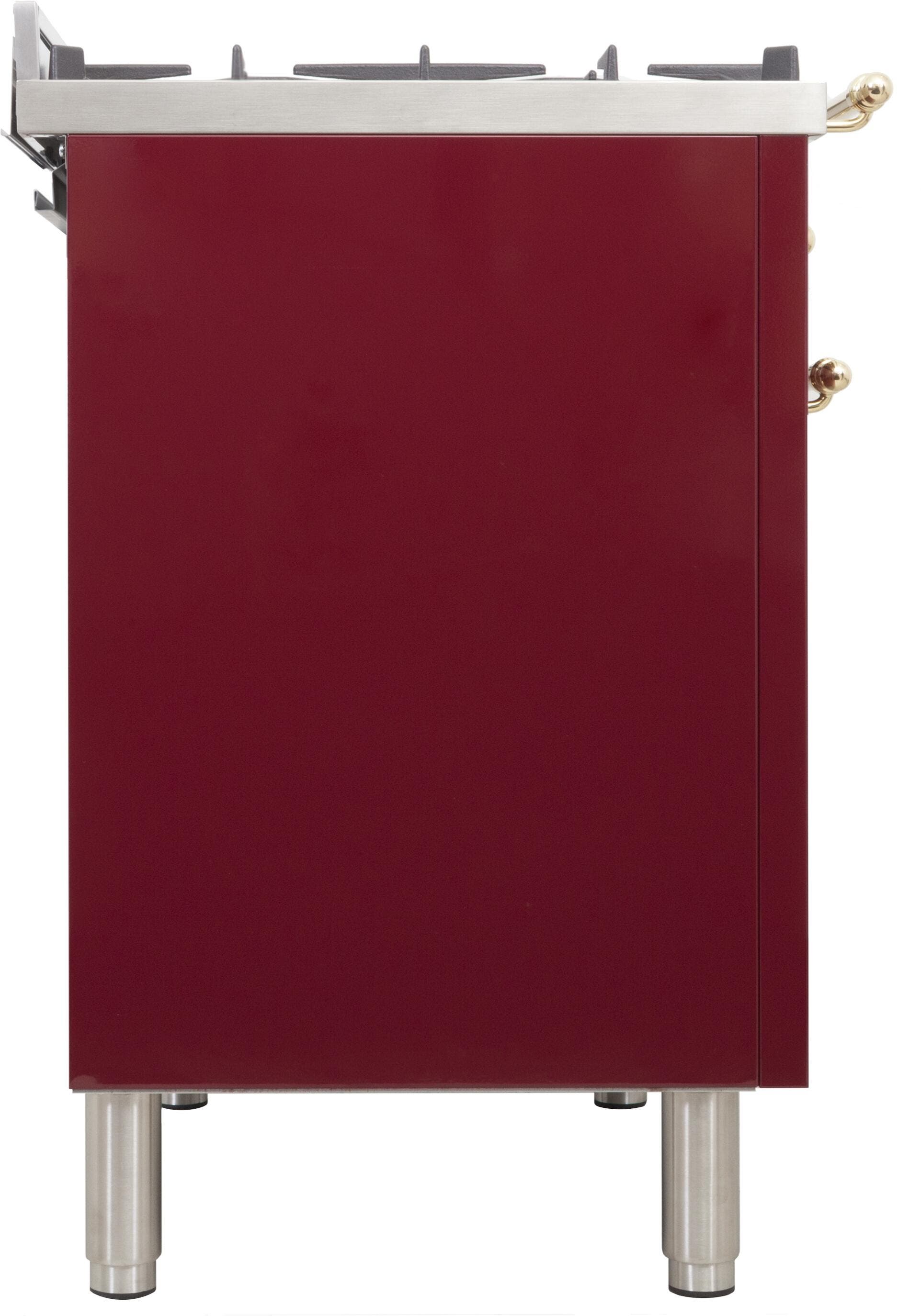 Ilve UPN120FDMPRBLP Liquid Propane In Burgundy W/ Brass Trim