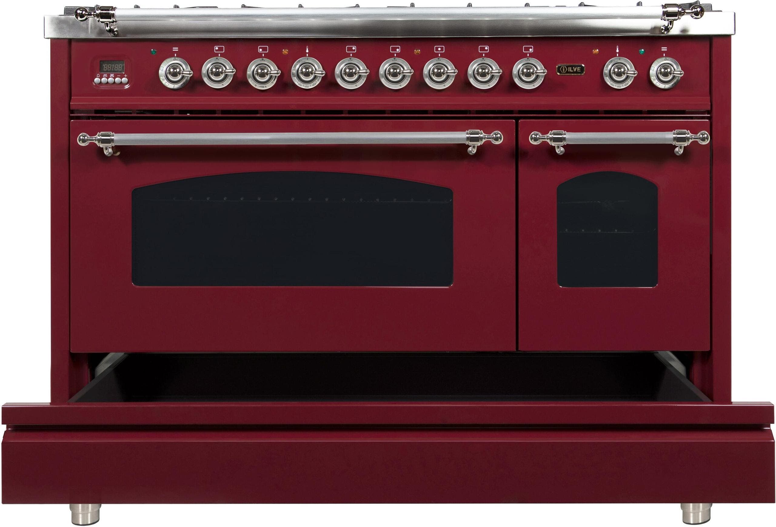 Ilve UPN120FDMPRBXLP Liquid Propane In Burgundy W/ Chrome Trim