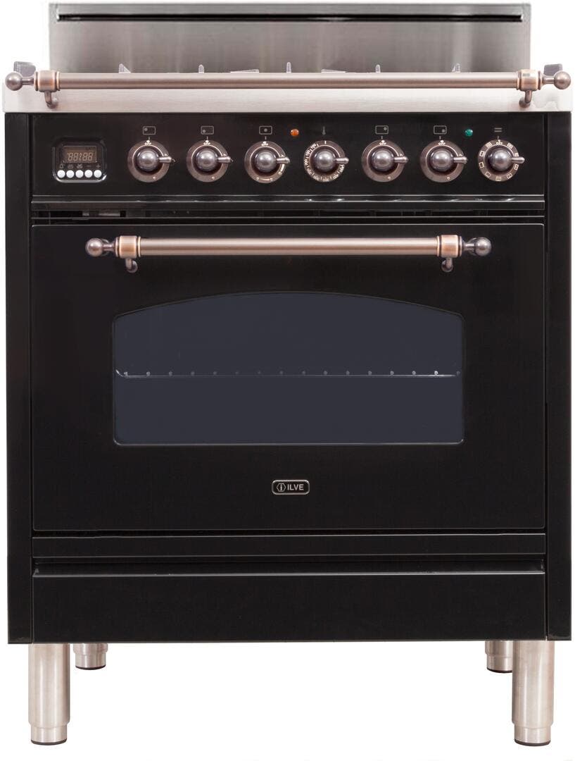 Ilve UPN76DVGGNY Gloss Black, Oil Rubbed Bronze Trim
