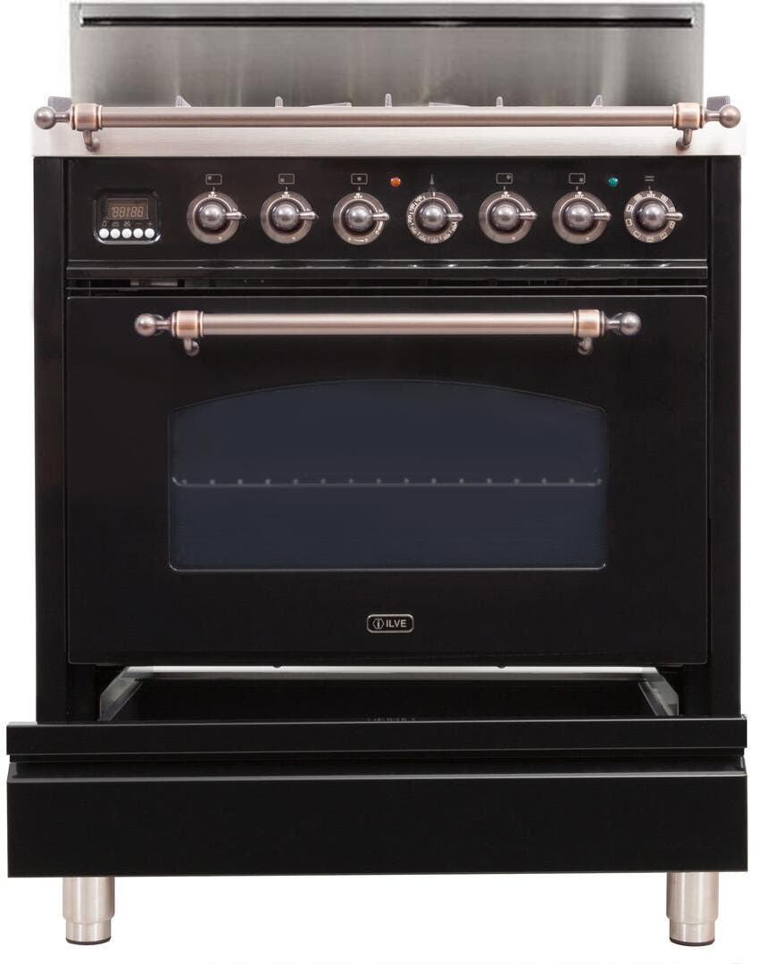 Ilve UPN76DVGGNY Gloss Black, Oil Rubbed Bronze Trim