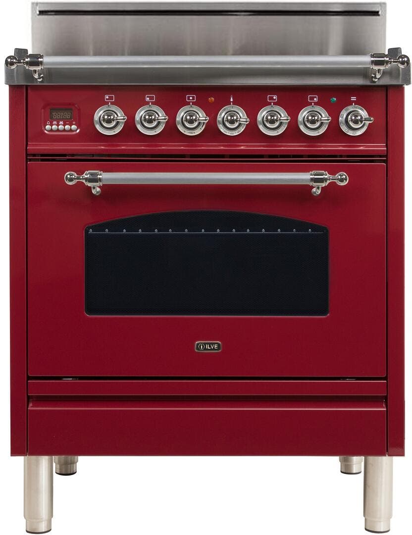 Ilve UPN76DVGGRBX Burgundy, Chrome Trim