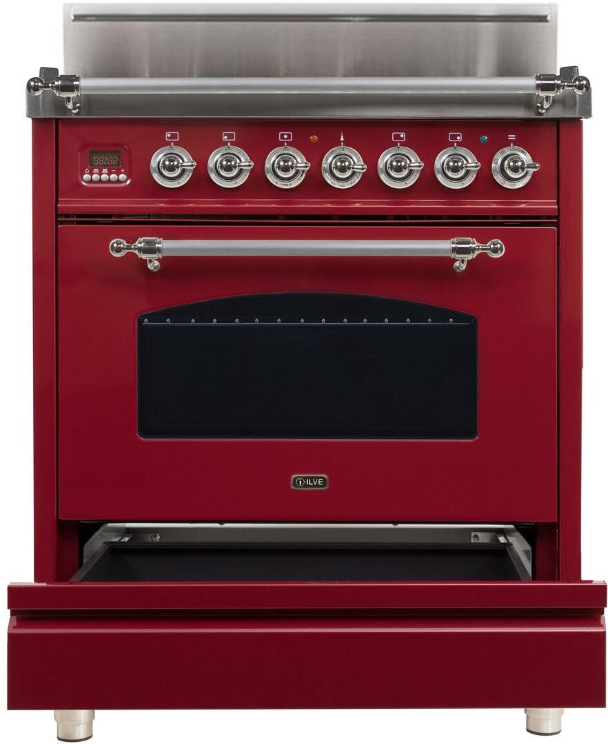 Ilve UPN76DVGGRBX Burgundy, Chrome Trim