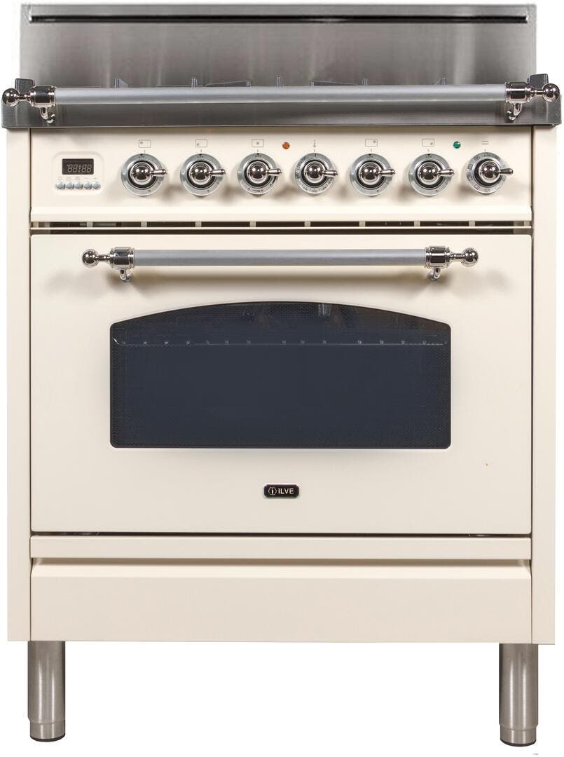 Ilve UPN76DVGGAX Antique White, Chrome Trim
