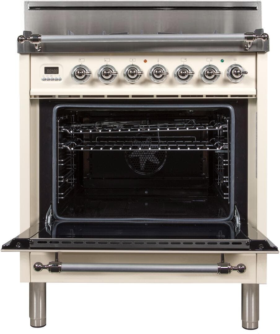 Ilve UPN76DVGGAX Antique White, Chrome Trim