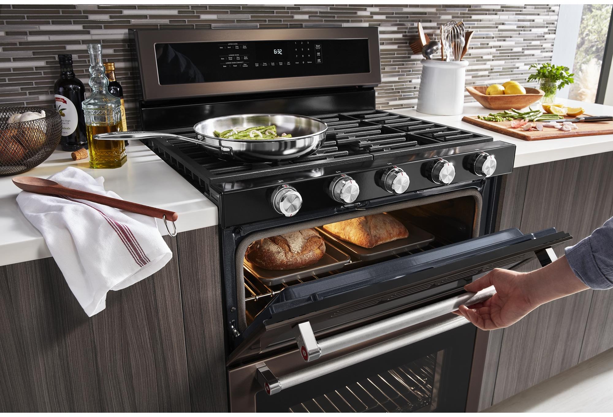 KitchenAid KFGD500EBS 30 Inch Freestanding Double Oven Convection