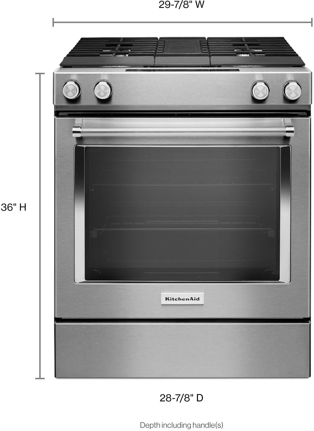 KitchenAid KSDG950ESS 30 Inch Slide-in Dual Fuel Range Stainless
