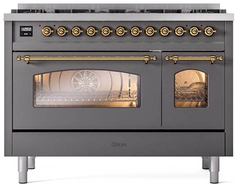 Graphite Matte With Brass Trim, Natural Gas