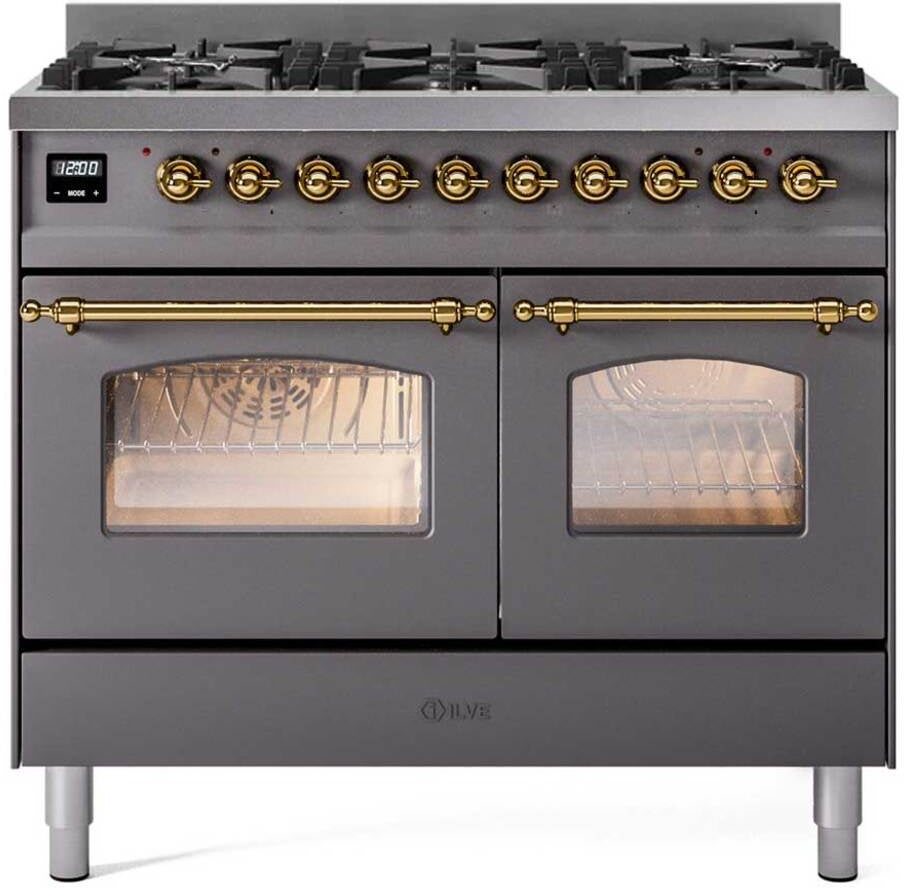 Ilve UPD406NMPMGGLP 40 Inch Freestanding Dual Fuel Range Graphite