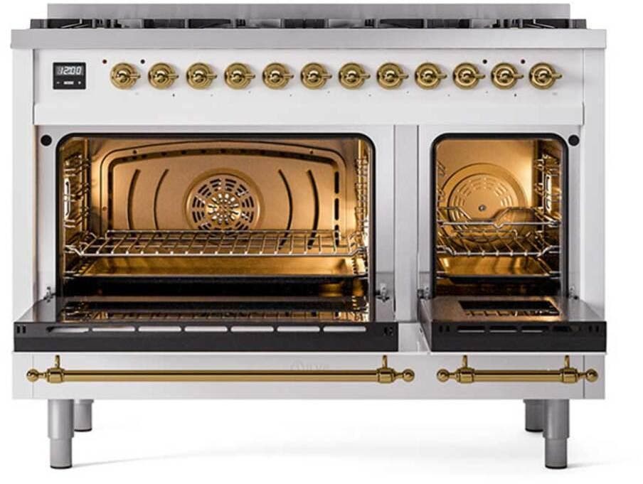 Ilve UP488NMPWHGLP White With Brass Trim, Liquid Propane