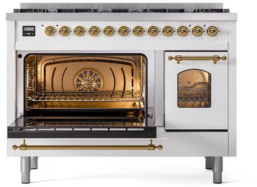 Ilve UP488NMPWHGLP White With Brass Trim, Liquid Propane