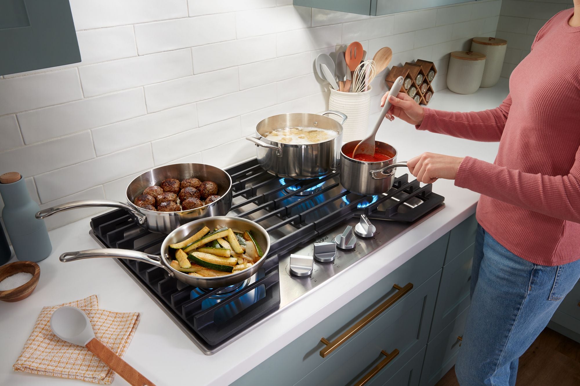 Whirlpool WCGK5036PV 36 Inch Gas Cooktop Black Stainless