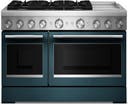 48 Freestanding Dual Fuel Range with 6 Sealed Burners, Double Oven, 6.3 Cu. Ft. Total Capacity, Integrated Chrome Electric Griddle, Convertible Grates, Self-Clean, Even-Heat™ True Convection, Flame-Sensing™ Re-ignition, SatinGlide® Rack, Ultra Power™ Dual-Flame Burners, Sabbath Mode and Star-K Certified