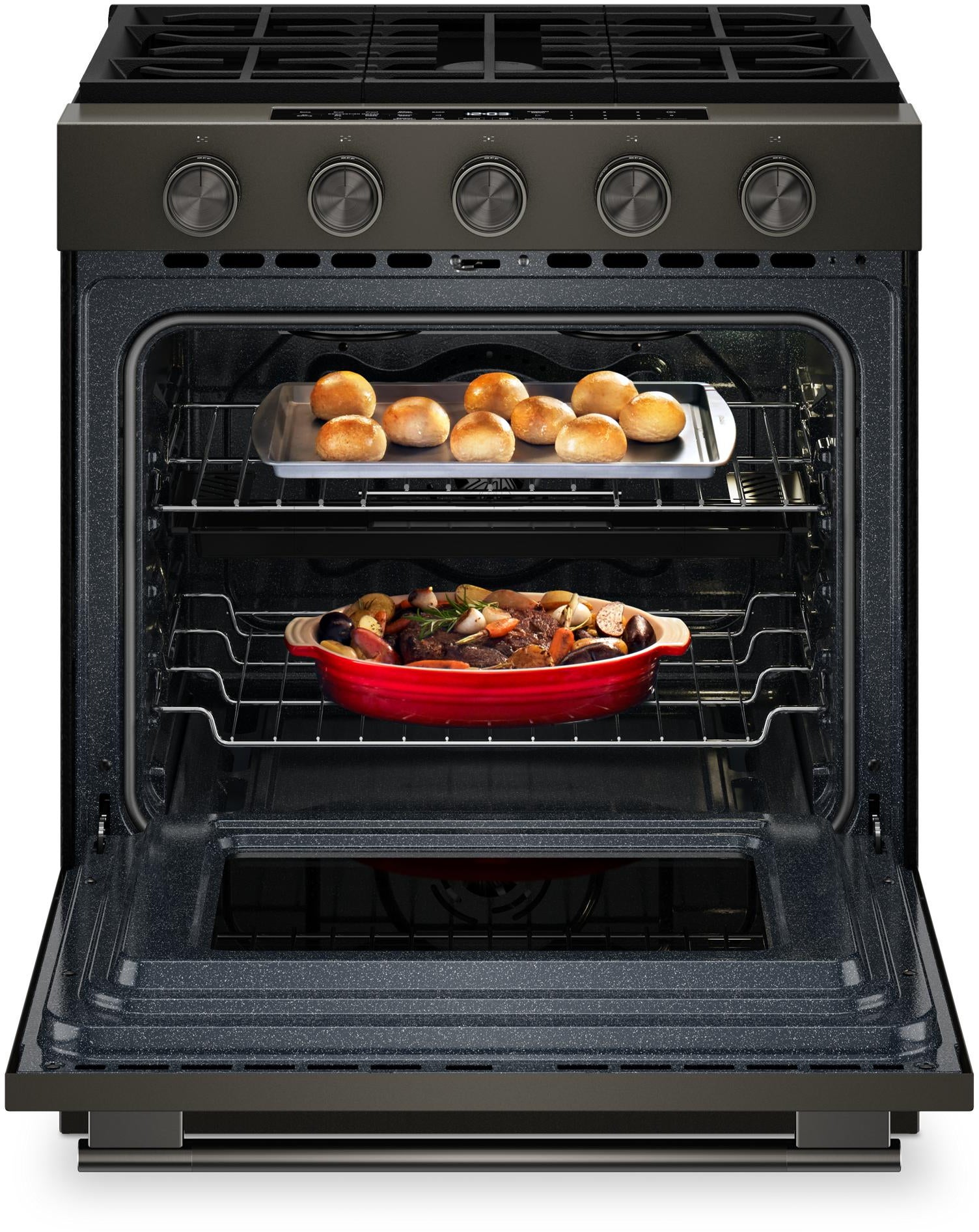 KitchenAid KSGS530SBE 5.0 Cu. Ft. Smart Slide-in Gas Range Black
