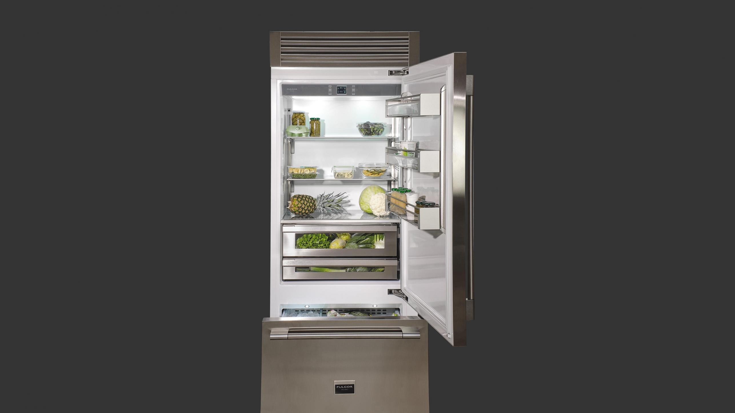Fulgor Milano F7PBM36S2R 36 Inch Built-In Refrigerator Bottom