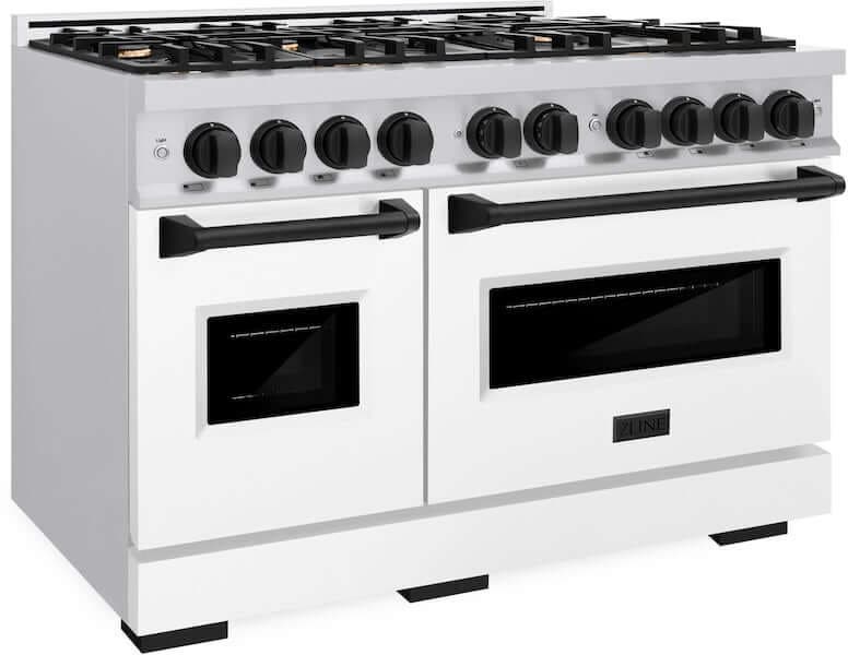Stainless Steel With White Matte Doors And Matte Black Accents