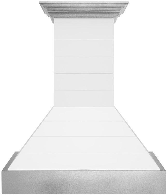 36 Inch, Rustic Shiplap Bright White With Stainless Accents