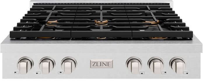 Zline SRTSBR36 Satin Stainless Steel With Brass Burners
