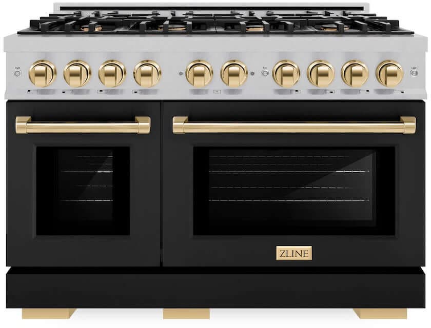 Zline HGRSZBLM48G Satin Stainless Steel With Black Matte Doors And P...