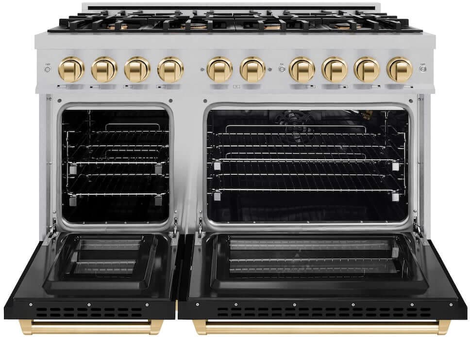 Zline HGRSZBLM48G Satin Stainless Steel With Black Matte Doors And P...