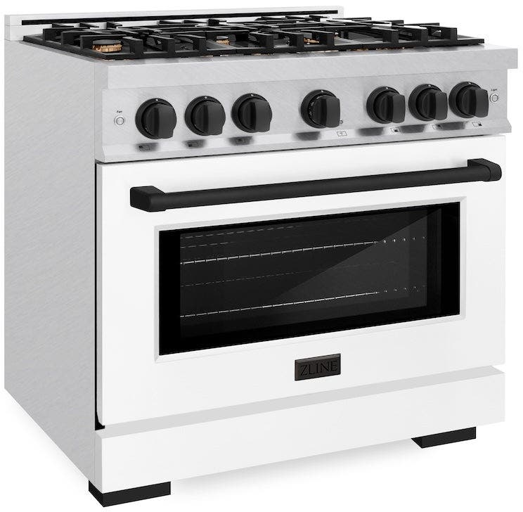 Zline HDRSZWM36MB Satin Stainless Steel With White Matte Door And Ma...