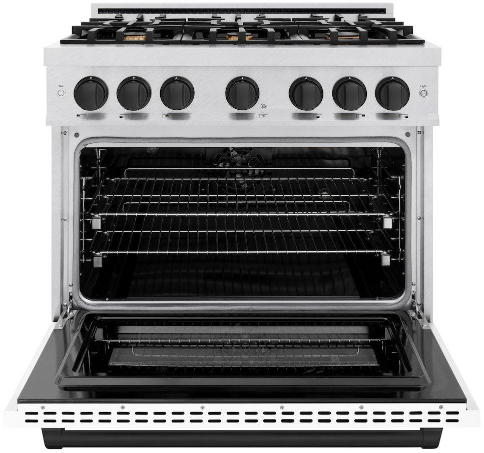 Zline HDRSZWM36MB Satin Stainless Steel With White Matte Door And Ma...