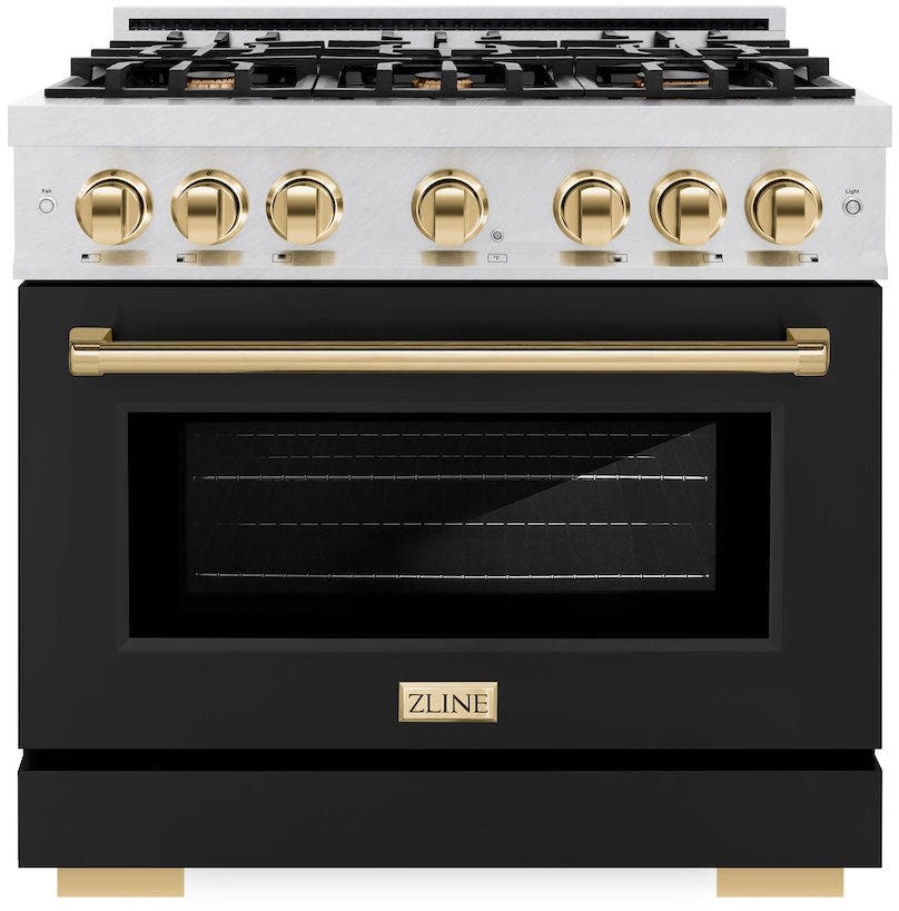 Zline HDRSZBLM36G Satin Stainless Steel With Black Matte Door And Po...