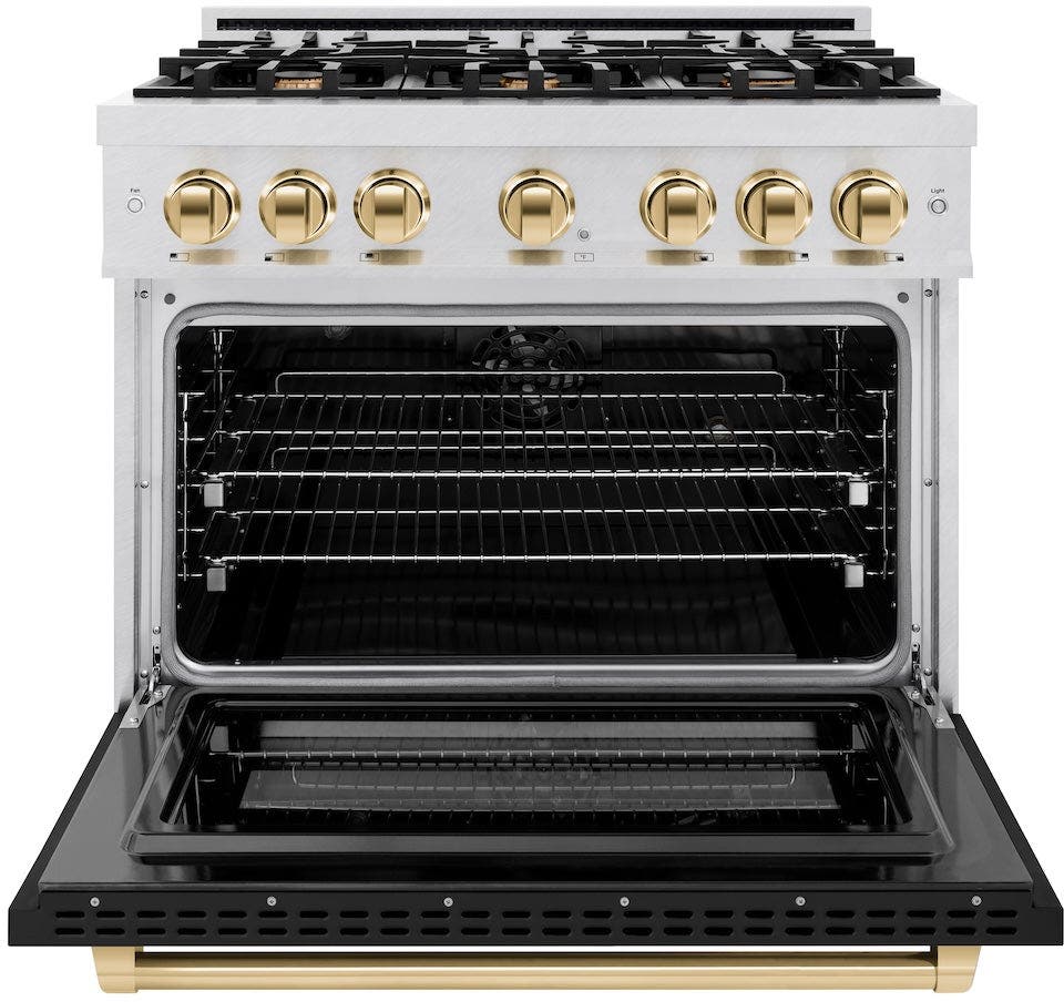 Zline HDRSZBLM36G Satin Stainless Steel With Black Matte Door And Po...