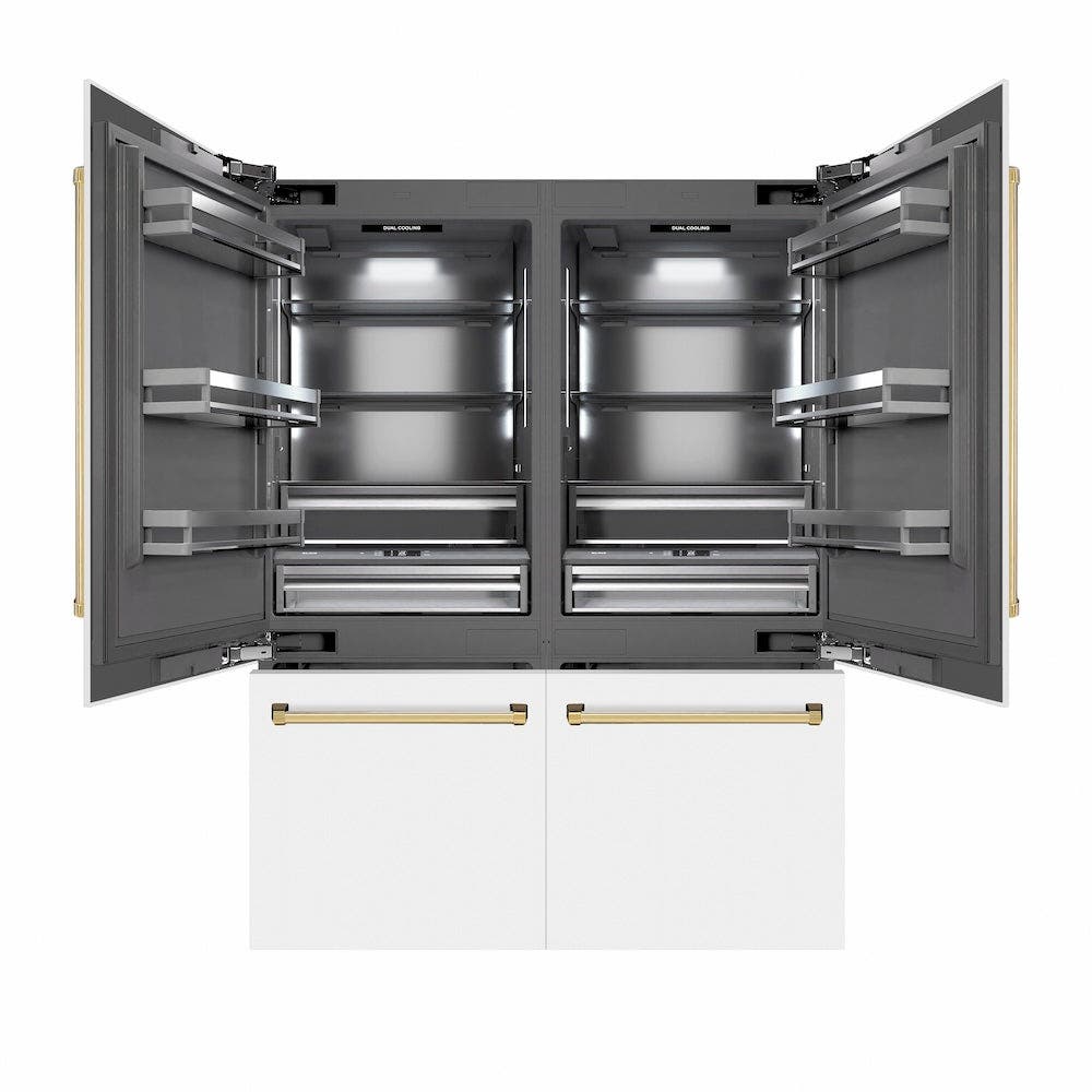 Zline GRBIVZWM60G White Matte With Polished Gold Accents, Graphite G...