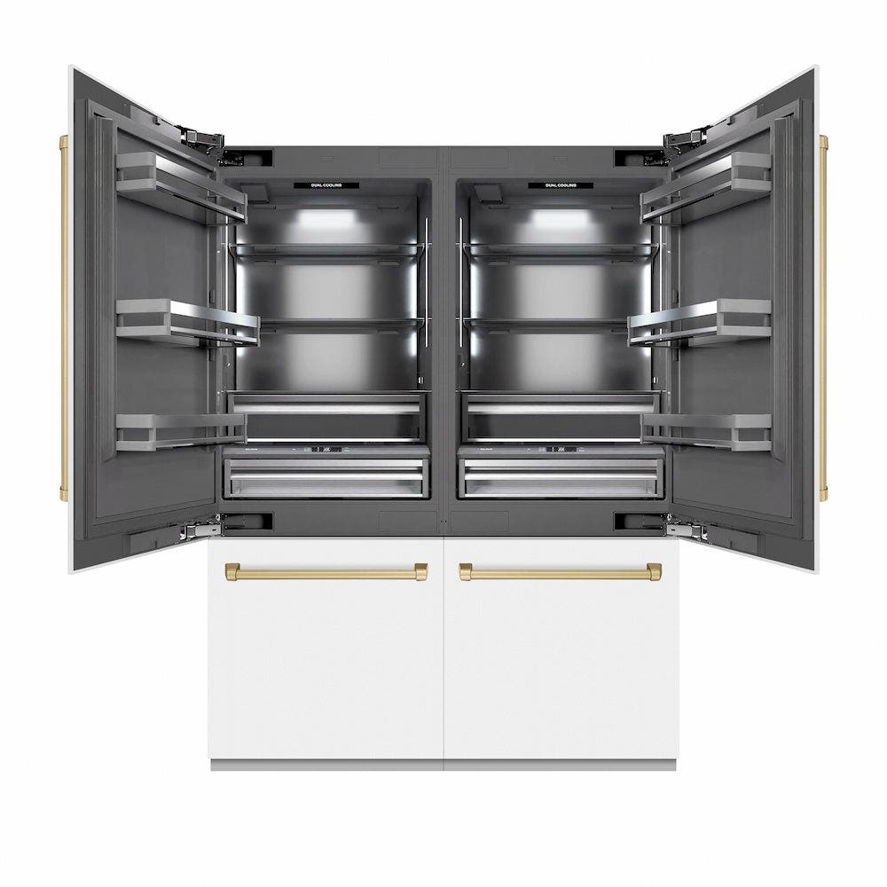 Zline GRBIVZWM60CB White Matte With Champagne Bronze Accents, Graphit...