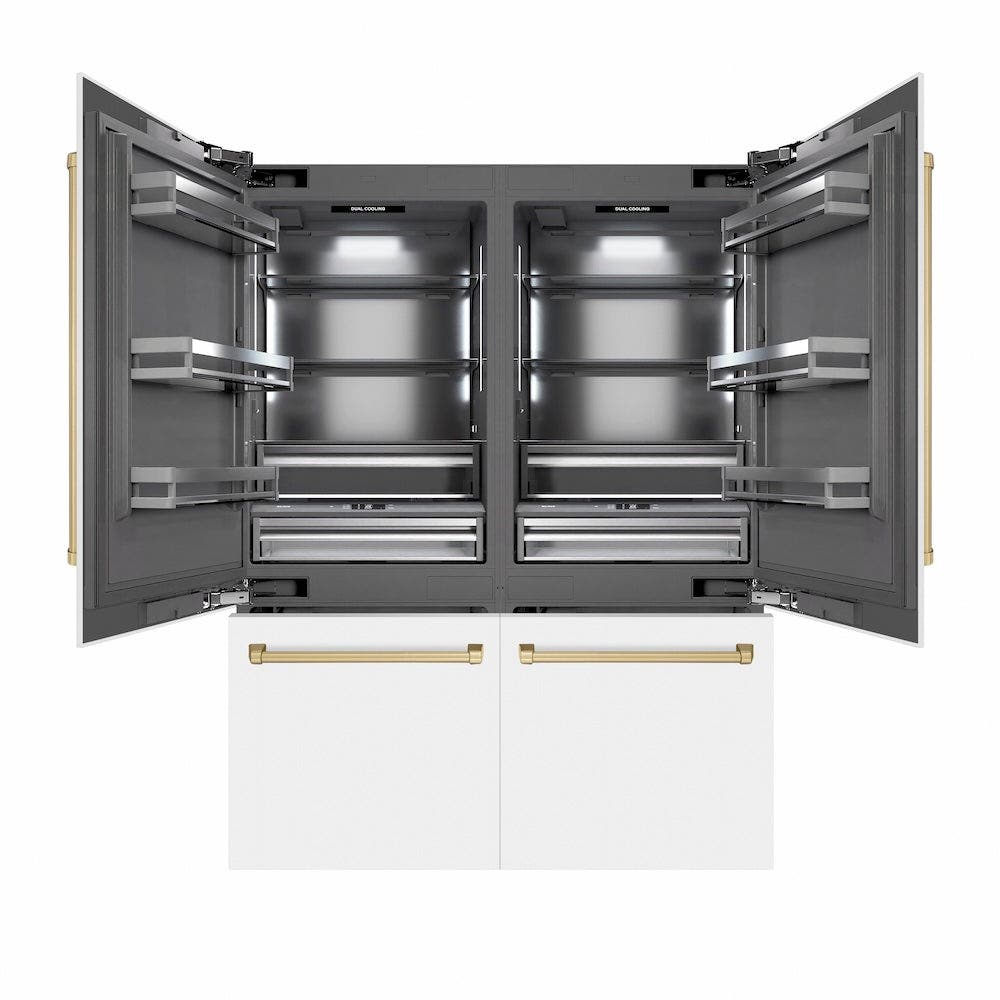 Zline GRBIVZWM60CB White Matte With Champagne Bronze Accents, Graphit...