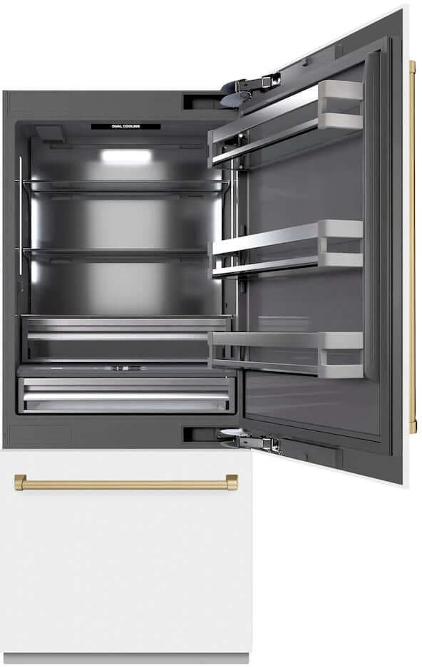 Zline GRBITZWM36CB White Matte With Champagne Bronze Accents, Graphit...