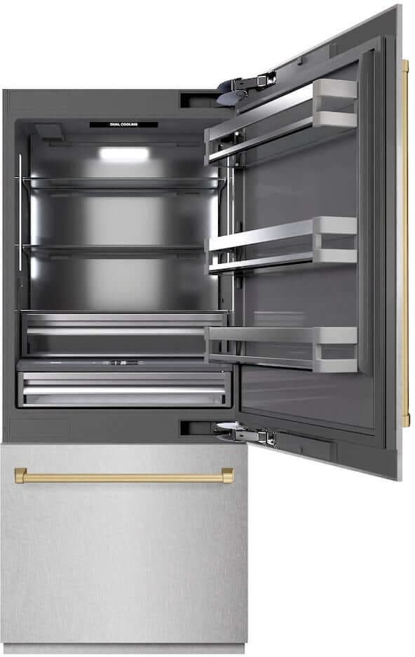 Zline GRBITZSN36CB Durasnow Stainless Steel With Champagne Bronze Acc...