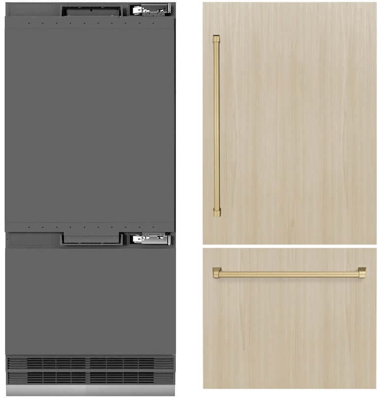 Zline GRBITZ36CB Panel Ready With Champagne Bronze Accents, Graphit...