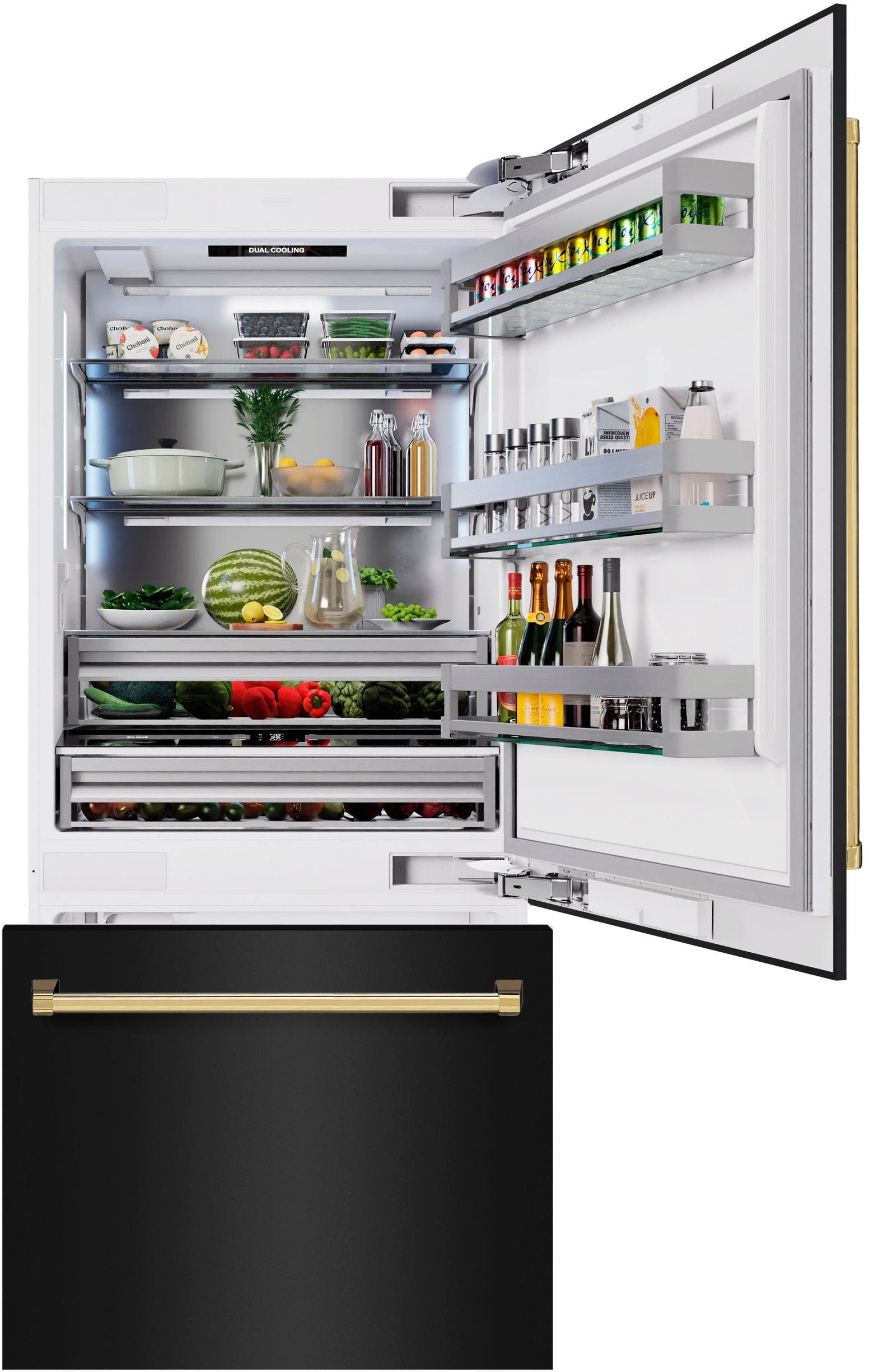 Zline RBITZBS36G Black Stainless Steel With Polished Gold Accents