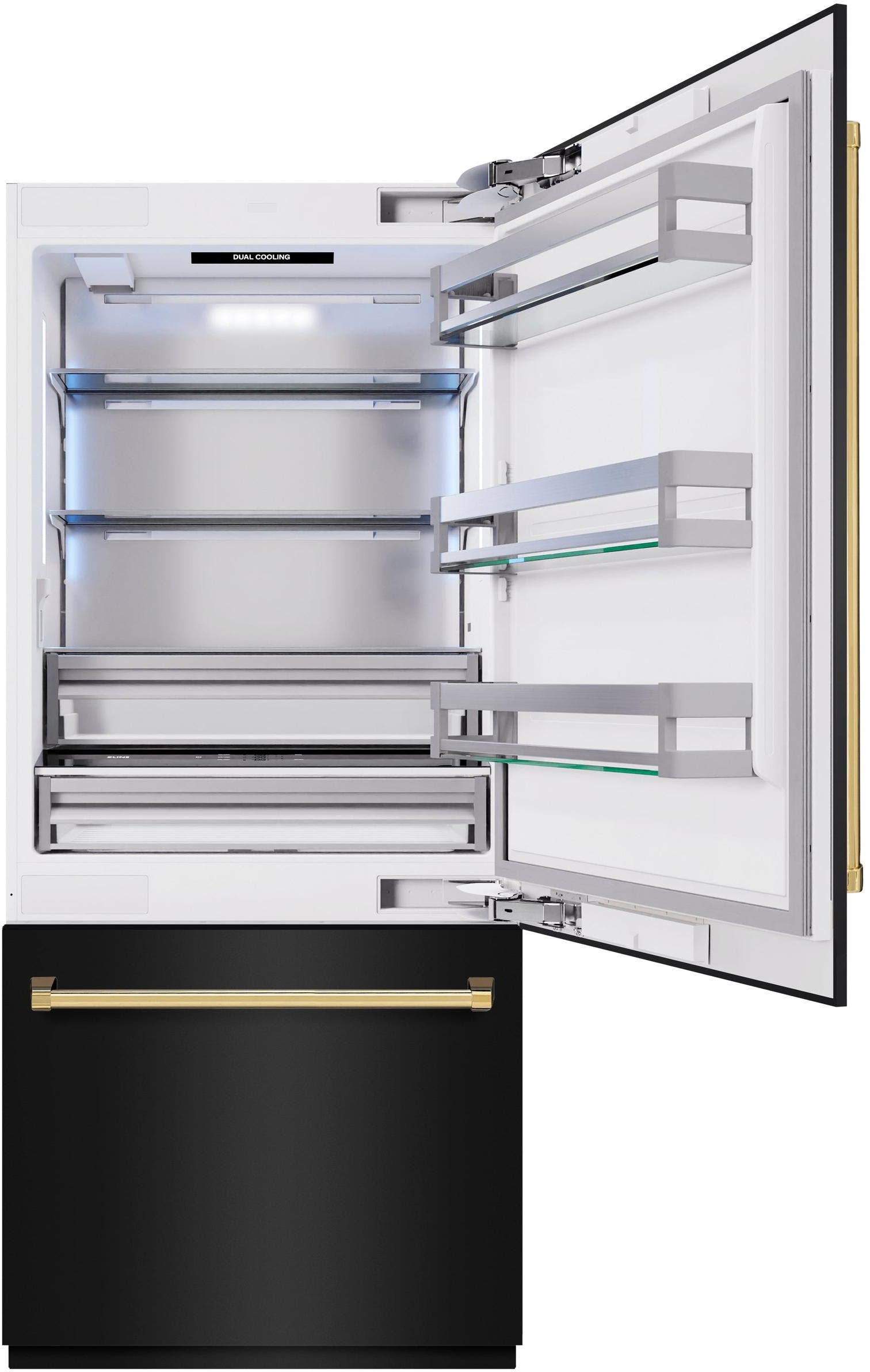 Zline RBITZBS36G Black Stainless Steel With Polished Gold Accents