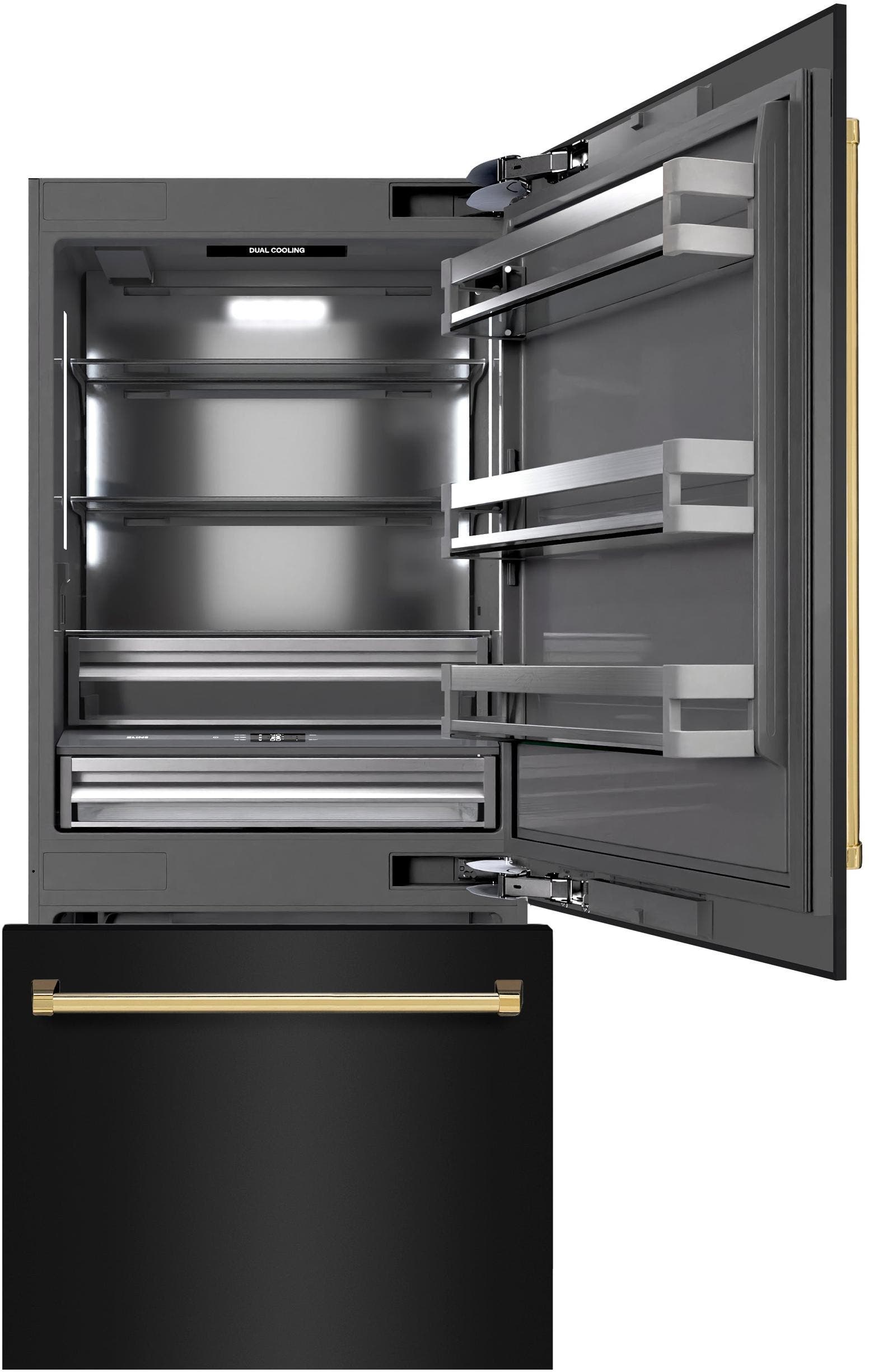 Zline GRBITZBS36G Black Stainless Steel With Polished Gold Accents, ...