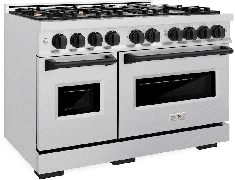 Zline CGRSZ48MB Satin Stainless Steel And Matte Black Accents