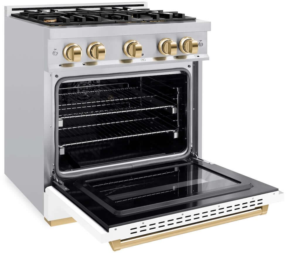 Zline CGRSZWM30G Satin Stainless Steel With White Matte Door And Po...