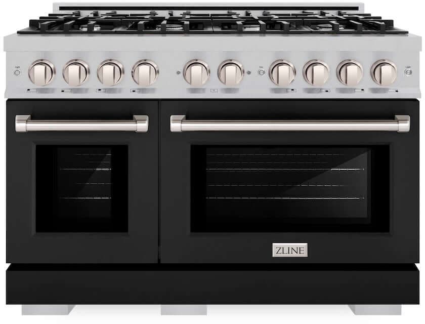 Zline HGRSBLM48 Satin Stainless Steel With Black Matte Doors