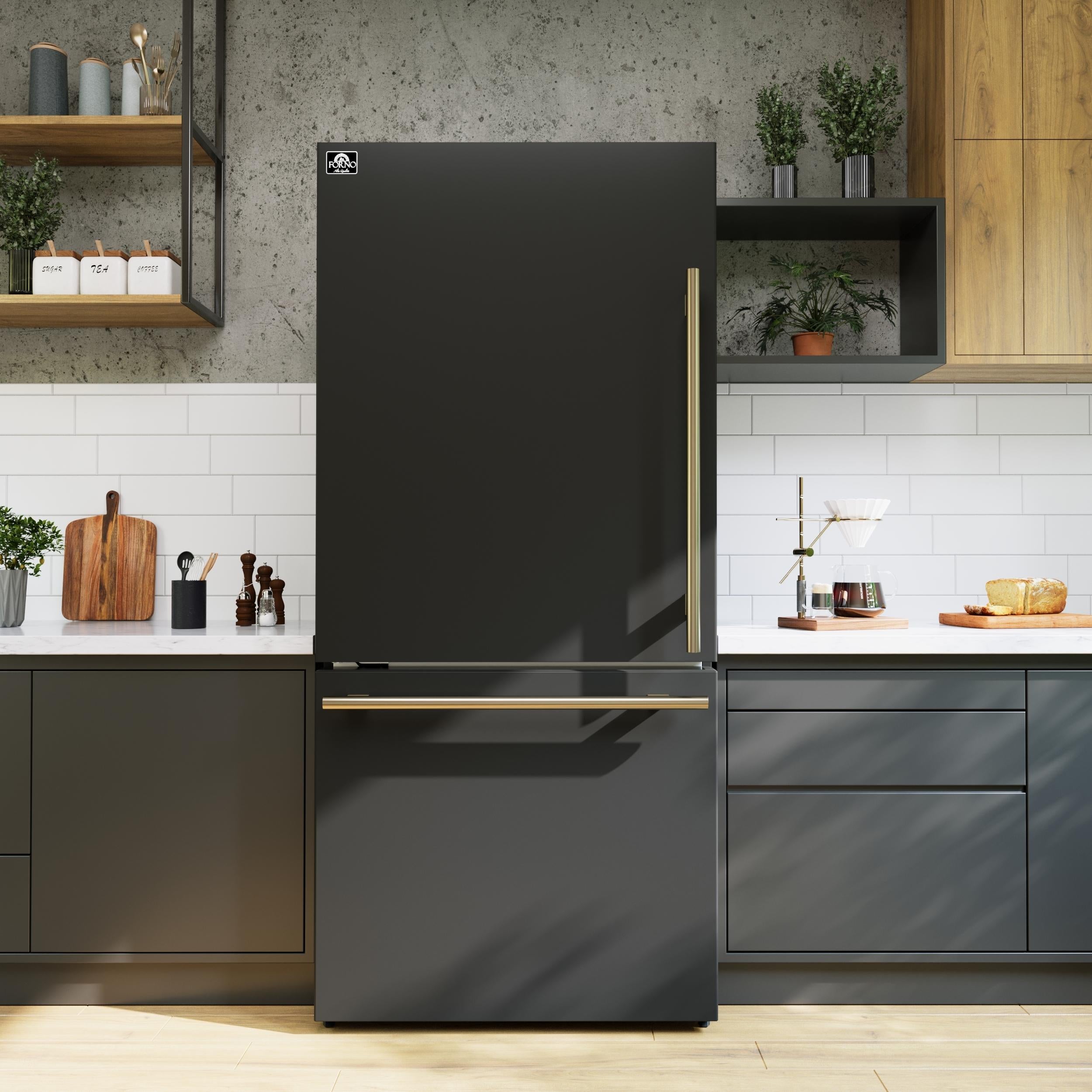 Forno FFFFD178631BLK Milano Series 31 Inch Bottom Freezer