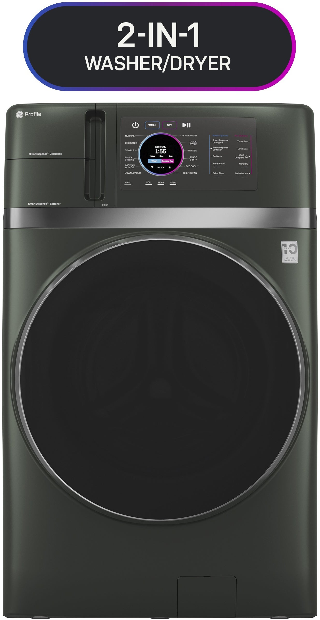 no.226 グリーンジャスパーとダルメシアン GE PFQ97HSPVGN 28 Inch Smart Front Load Washer/Dryer Combo Jade