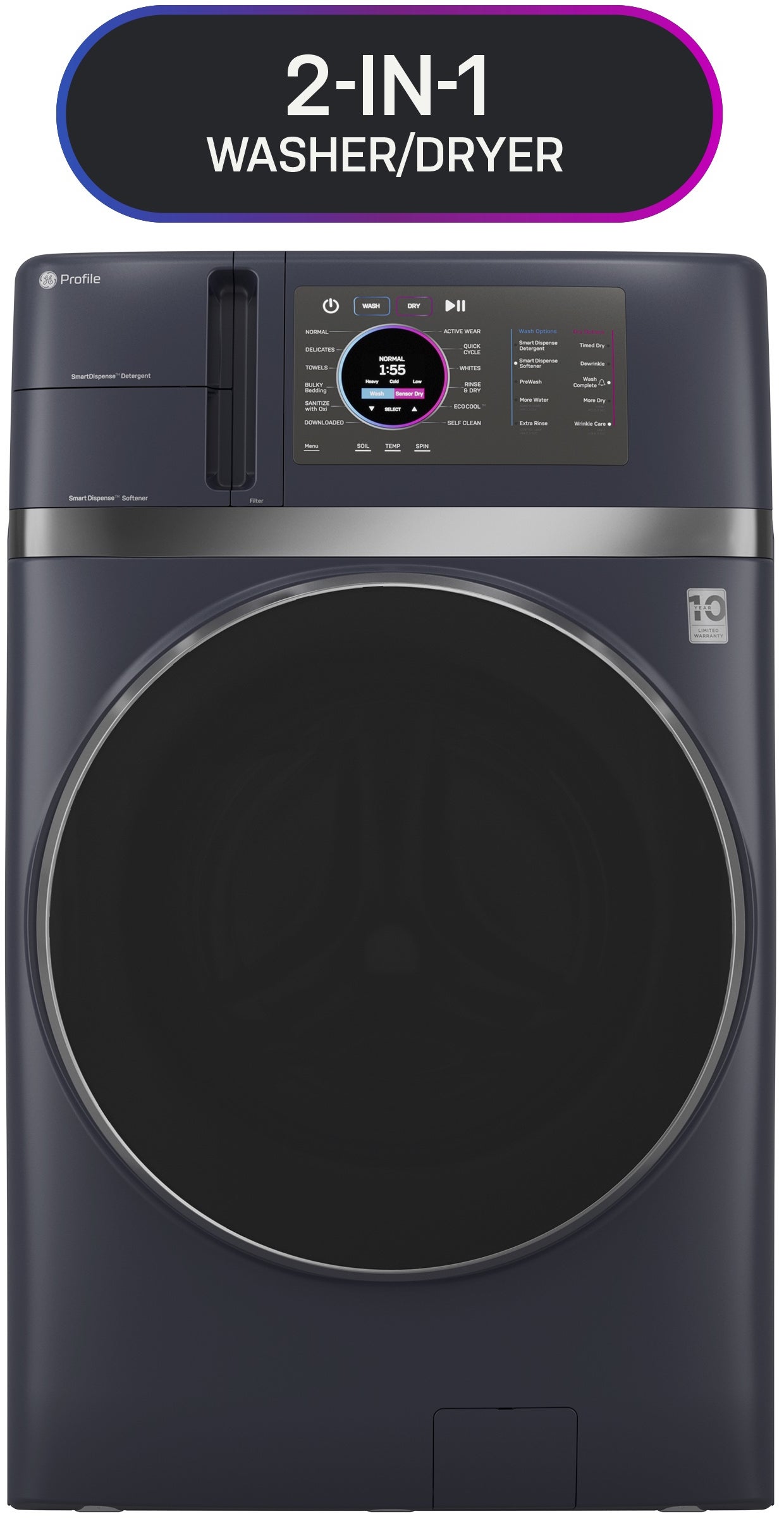 GE PFQ97HSPVRS 28 Inch Smart Front Load Washer/Dryer Combo