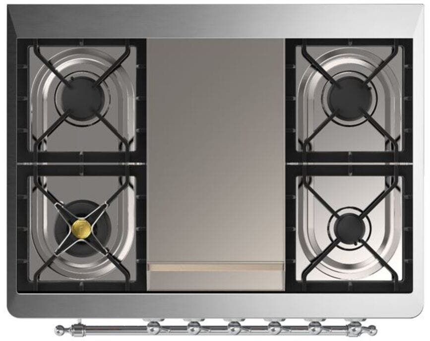 Ilve UM09FDNS3BUC Natural Gas In Burgundy W/ Chrome Trim