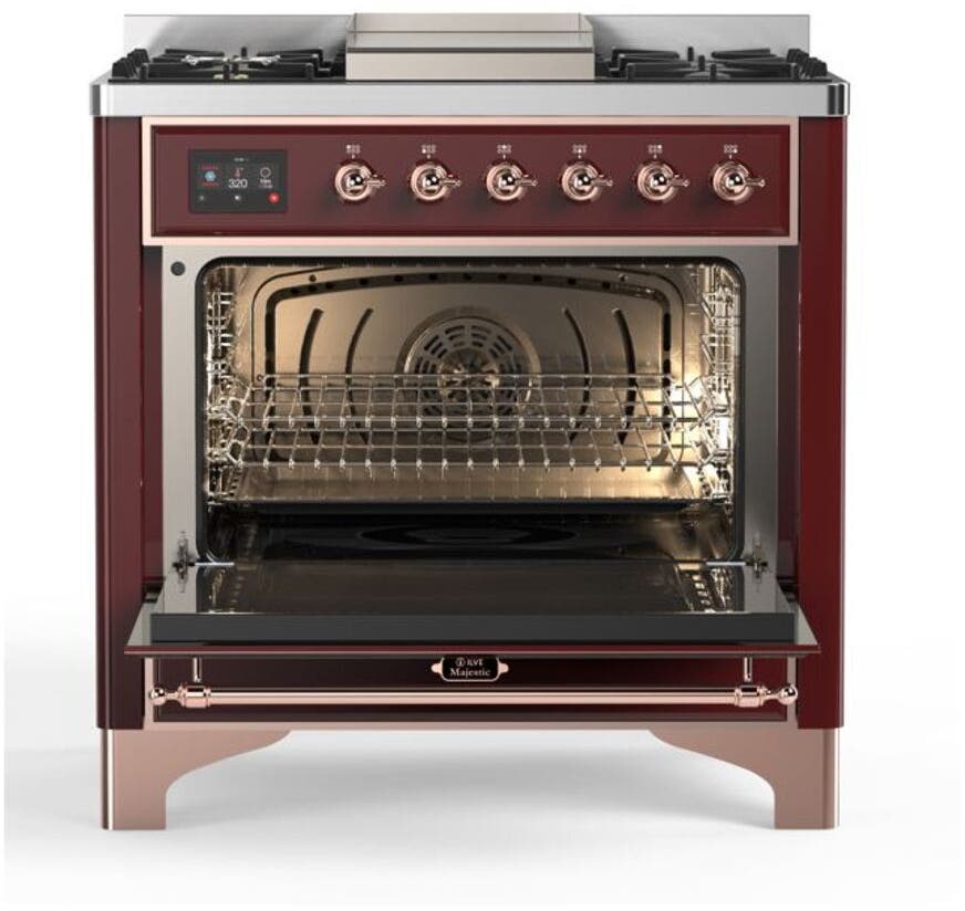 Ilve UM09FDNS3BUPLP Liquid Propane In Burgundy W/ Copper Trim