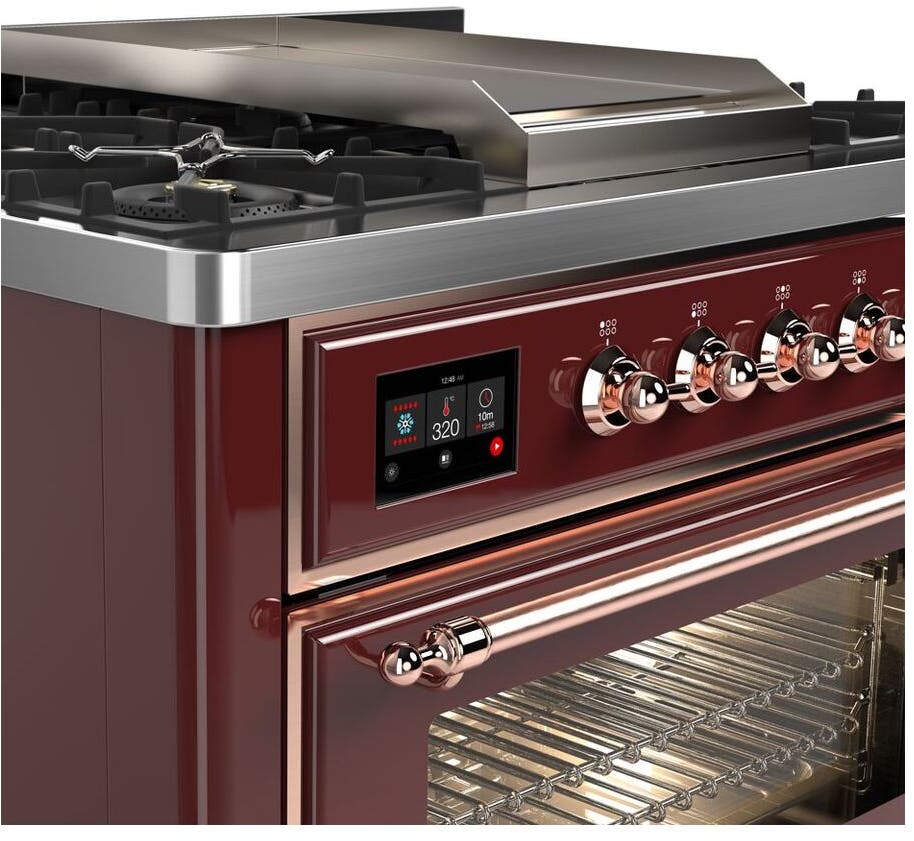 Ilve UM09FDNS3BUPLP Liquid Propane In Burgundy W/ Copper Trim