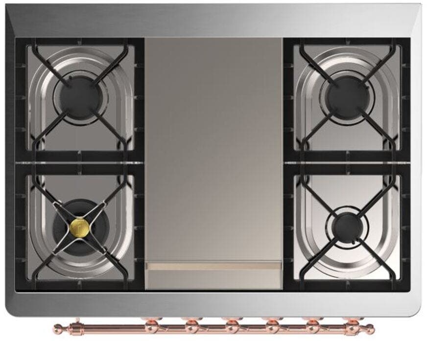 Ilve UM09FDNS3BUP Natural Gas In Burgundy W/ Copper Trim