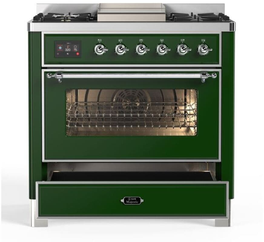 Ilve UM09FDNS3EGC Natural Gas In Emerald Green W/ Chrome Trim
