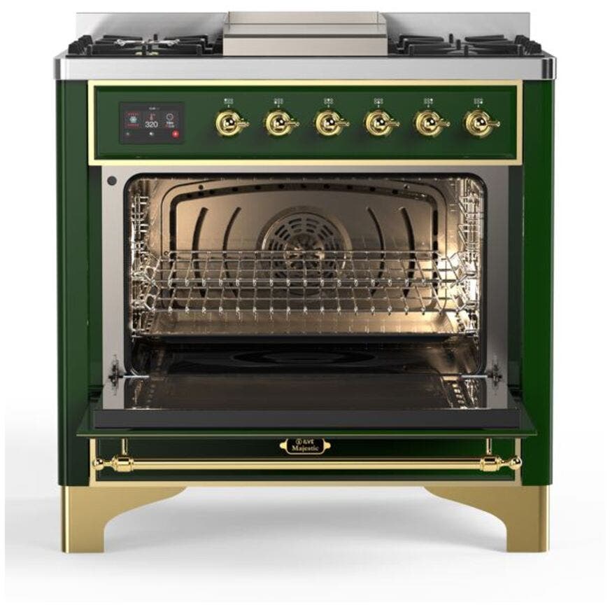 Ilve UM09FDNS3EGG Natural Gas In Emerald Green W/ Brass Trim