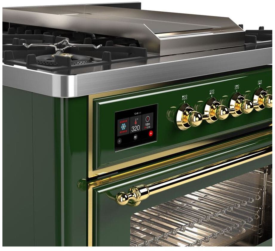Ilve UM09FDNS3EGG Natural Gas In Emerald Green W/ Brass Trim