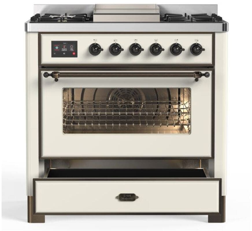 Ilve UM09FDNS3AWBLP Liquid Propane In Antique White W/ Bronze Trim